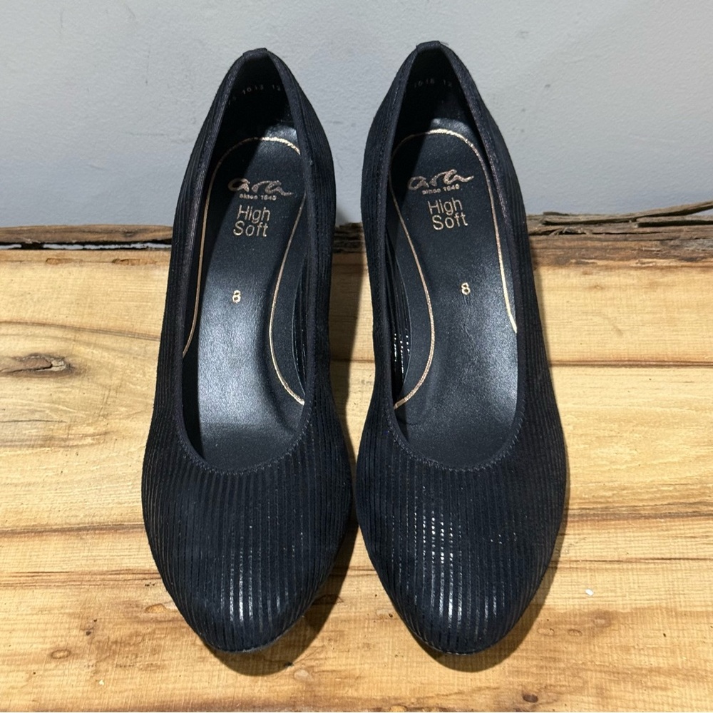 NEW ARA Kendall pumps in Black Striped Leather Size 8 A17 - Picture 5 of 13